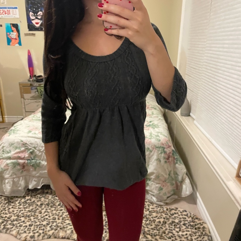 Calvin Klein babydoll y2k gray Knit Blouse